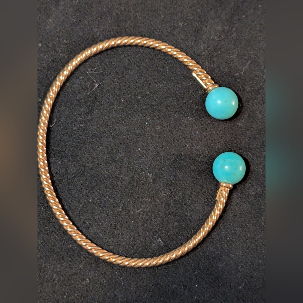 David Yurman Women's Solari Cablespira Bracelet in 18k Gold w/ Turquoise Accents - Picture 11 of 11